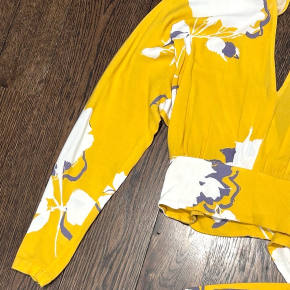 Free People Mustard Yellow Floral Blouse - Picture 4 of 11